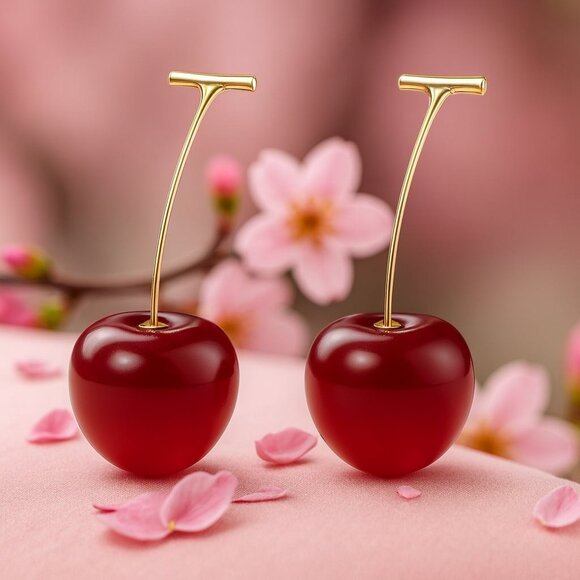 ๐๏ธTrendy Durable Fun Resin Cherry Fashion Stud Earrings โ Cute & Stylish ๐ - Picture 8 of 12